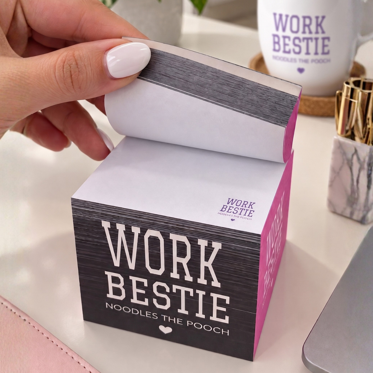 Work Bestie Post It Note Cube